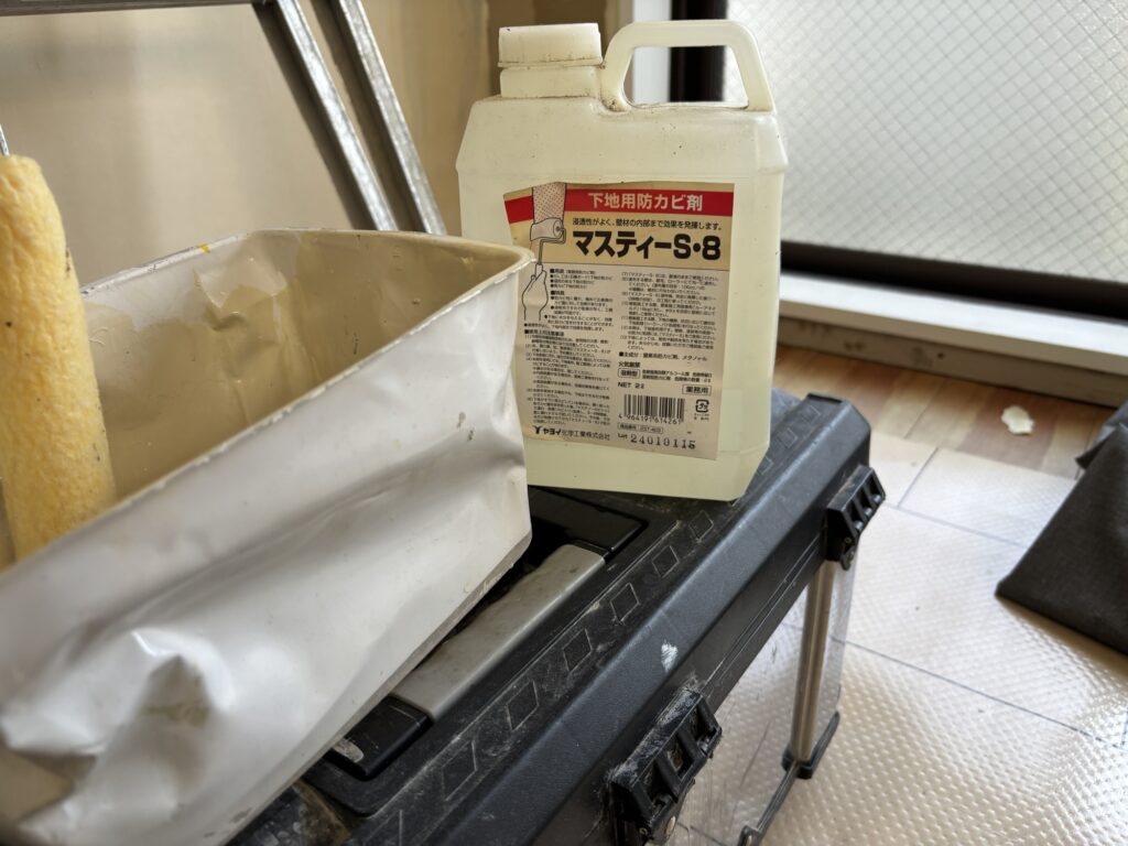 Apply an anti-mold primer to the plasterboard.