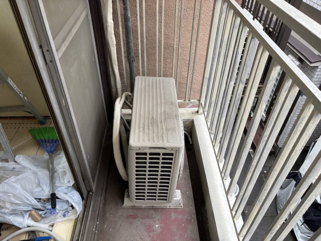 Completed outdoor air conditioner unit installation
