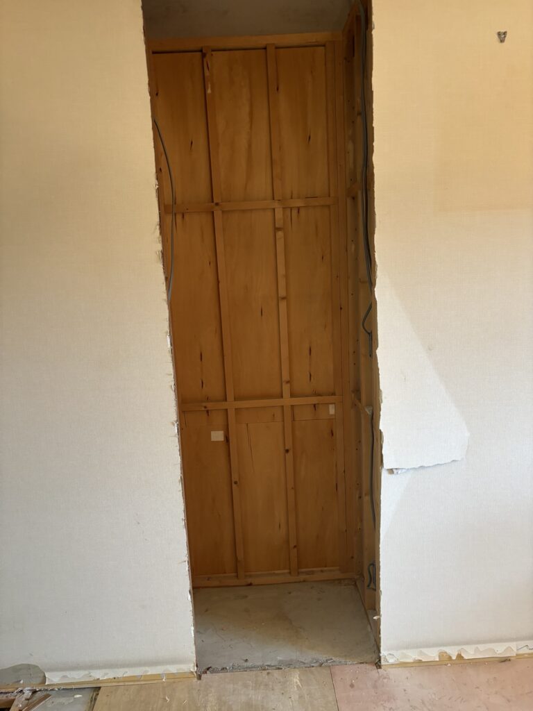 Large built-in storage shelf removed during a Japanese condominium renovation