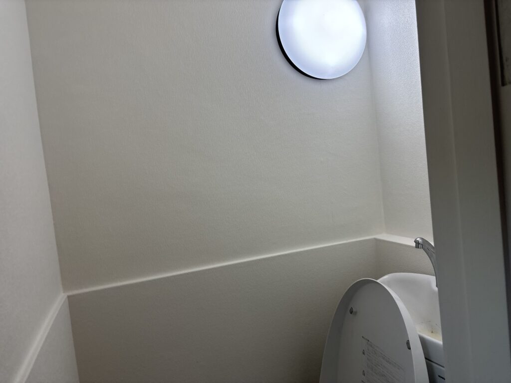Toilet after wallpaper installation