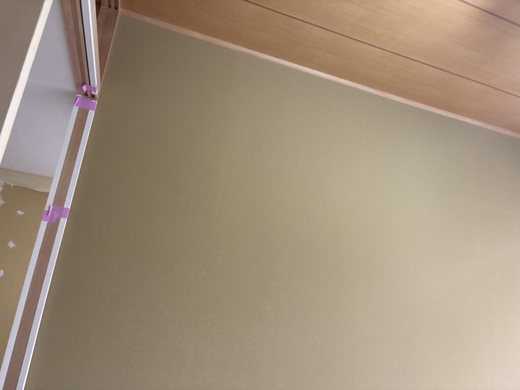 Close-up of textured diatomaceous earth wallpaper on a finished wall.